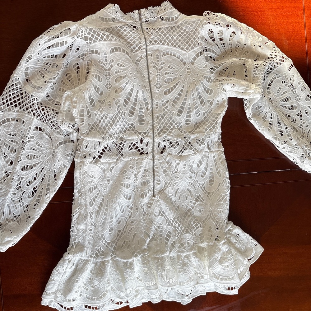 Showpo White Crochet Mini Dress - Picture 7 of 11
